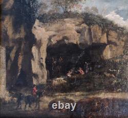 Ecole XVIII° l'abri des bergers Paysage d'Italie 29 x 41 cm