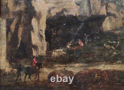 Ecole XVIII° l'abri des bergers Paysage d'Italie 29 x 41 cm