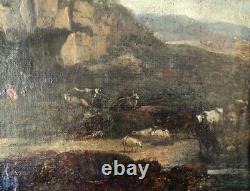 Ecole XVIII° l'abri des bergers Paysage d'Italie 29 x 41 cm