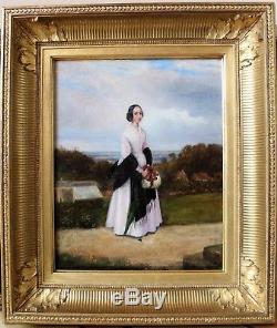 Ecole française 1841, Portrait de femme, Tableau, Peinture, France, Art