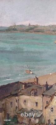 Ecole française, Le port de Cancale, huile sur bois, vers 1935/40