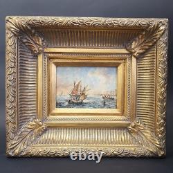Ecole française, Tableau représentant une marine (12,5x17,5 cm)