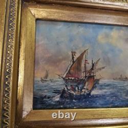 Ecole française, Tableau représentant une marine (12,5x17,5 cm)