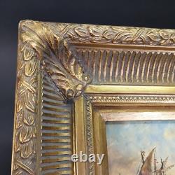 Ecole française, Tableau représentant une marine (12,5x17,5 cm)