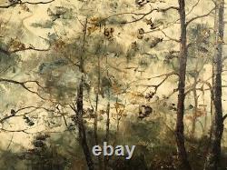 Edmond Le Trouit Langotière (1901-1978), paysage de sous-bois. Huile sur toile