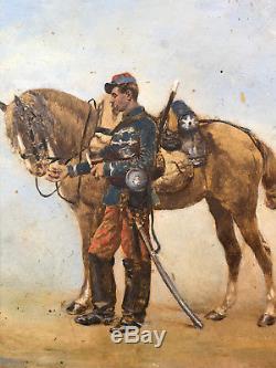 Edouard Detaille 1848 / 1912 Paire De Peintures Sur Panneau Acajou Encadrées