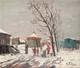 Edouard Febvre La Fête Foraine En Hiver 1930 Huile Sur Bois