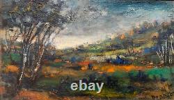 Elie PESATORI (1923-2000) Paysage Expressionniste Nature Arbres Vallée Campagne