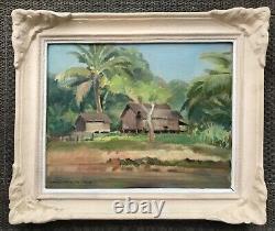 Emilio Ambron Tableau 1943 Peinture Originale Paysage De Bali Uvre Rare