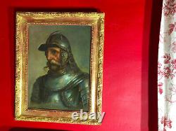Epoque XIXe / Beau portrait de chevalier avec son cadre doré / Signé Kaniewski