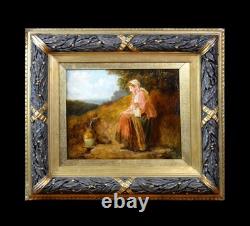 Eugène-François de Block 1812-1893. École Belge. Jeune femme à la fontaine