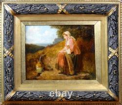 Eugène-François de Block 1812-1893. École Belge. Jeune femme à la fontaine