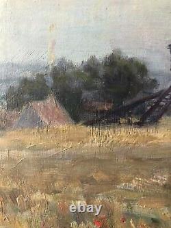 Eugène MARTEL Lever de Soleil et Moulin tableau impressionniste hst 30x39 cm