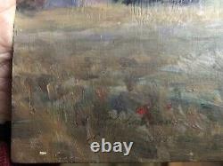 Eugène MARTEL Lever de Soleil et Moulin tableau impressionniste hst 30x39 cm