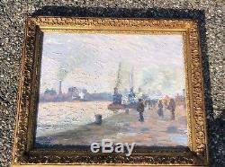 Eugène TIRVERT Tableau Impressionniste Bords de Seine à Rouen Hsp datee 1903