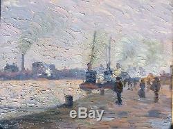 Eugène TIRVERT Tableau Impressionniste Bords de Seine à Rouen Hsp datee 1903