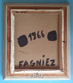 FAGNIEZ (1936) Tableau Toile HST 1966 signée Abstrait Expressionnisme Fauvisme
