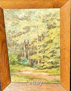 FLEURY. Paysage Sous Bois. Peinture huile sur panneau de bois signé