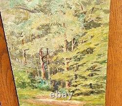 FLEURY. Paysage Sous Bois. Peinture huile sur panneau de bois signé
