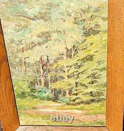 FLEURY. Paysage Sous Bois. Peinture huile sur panneau de bois signé