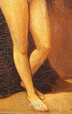 Femme Féminine Nue. Peinture huile sur panneau de bois signé Style XlXeme Siècle
