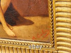 Femme Féminine Nue. Peinture huile sur panneau de bois signé Style XlXeme Siècle