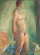 Femme Nue Grande Peinture Signée Ger Langeweg (1891-1970) Netherland