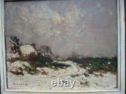 Fernand Maillaud 1862/1948 Paysage de neige 1917 H/Bois Creuse Souvenir de Jo