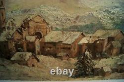 Fleury Chenu. 1833-1875. Village enneigé & Paysage d'été. HsB Cadre 50 x 89 cm