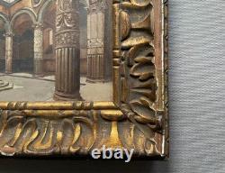 Fontaine dans une cour intérieure, huile sur panneau, peinture, début XXe