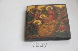 Fragment d' icône sur bois figurant la Nativité. Russie, XIXe siècle