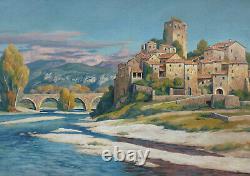 François Dehaspe 1874-1950. Grand & Lumineux Paysage Impressionniste En Ardèche