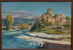 François Dehaspe 1874-1950. Grand & Lumineux Paysage Impressionniste En Ardèche