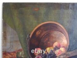 GRANDE PEINTURE, MILIEU XXe-PIERRE ROIG (1905-1963)-NATURE MORTE FRUITS & FAISAN