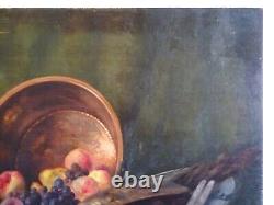 GRANDE PEINTURE, MILIEU XXe-PIERRE ROIG (1905-1963)-NATURE MORTE FRUITS & FAISAN