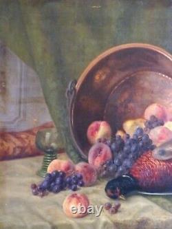 GRANDE PEINTURE, MILIEU XXe-PIERRE ROIG (1905-1963)-NATURE MORTE FRUITS & FAISAN