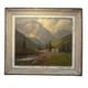 G. Bonacina Rare Grand Tableau Peinture Huile Sur Bois Paysage Montagne Xxe