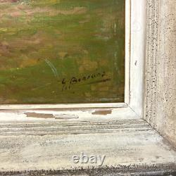 G. BONACINA RARE GRAND TABLEAU PEINTURE HUILE SUR BOIS PAYSAGE MONTAGNE XXe