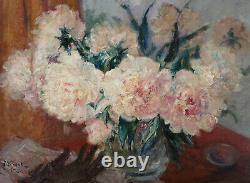 G. Guido Filiberti 1881-1970. Grand & Lumineux Impressionniste Au Bouquet Fleurs
