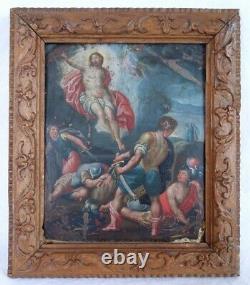 G. Kopp tableau Résurrection du Christ, huile sur cuivre, cadre bois Ste Lucie