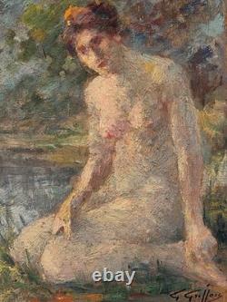 Gabriel GRIFFON 1866-1938 Nu Feminin Peinture huile sur panneau de bois