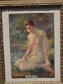Gabriel GRIFFON 1866-1938 Nu Feminin Peinture huile sur panneau de bois