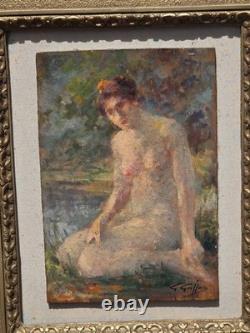 Gabriel GRIFFON 1866-1938 Nu Feminin Peinture huile sur panneau de bois