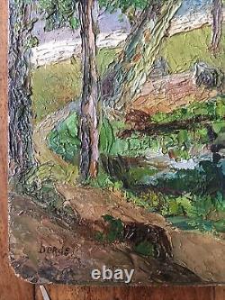 Gagny (91)/ Lac de maison Blanche 1947 Huile sur Bois, signée Dorge