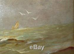 Gaston Corbier tableau peinture hsb Bretagne pêcheur en mer