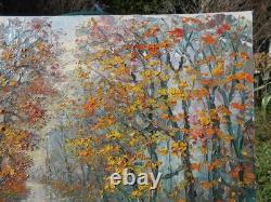 Georges Guérin grand tableau peinture Huile sur toile Automne Bois de Boulogne