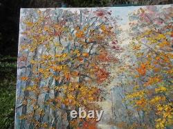 Georges Guérin grand tableau peinture Huile sur toile Automne Bois de Boulogne