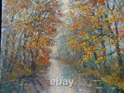 Georges Guérin grand tableau peinture Huile sur toile Automne Bois de Boulogne