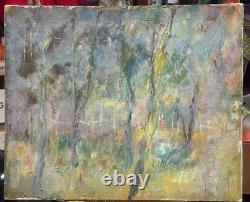 Gérard Economos (1935-2016) Huile sur toile Sous-bois Signé XX