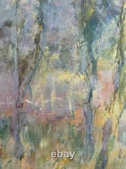 Gérard Economos (1935-2016) Huile sur toile Sous-bois Signé XX